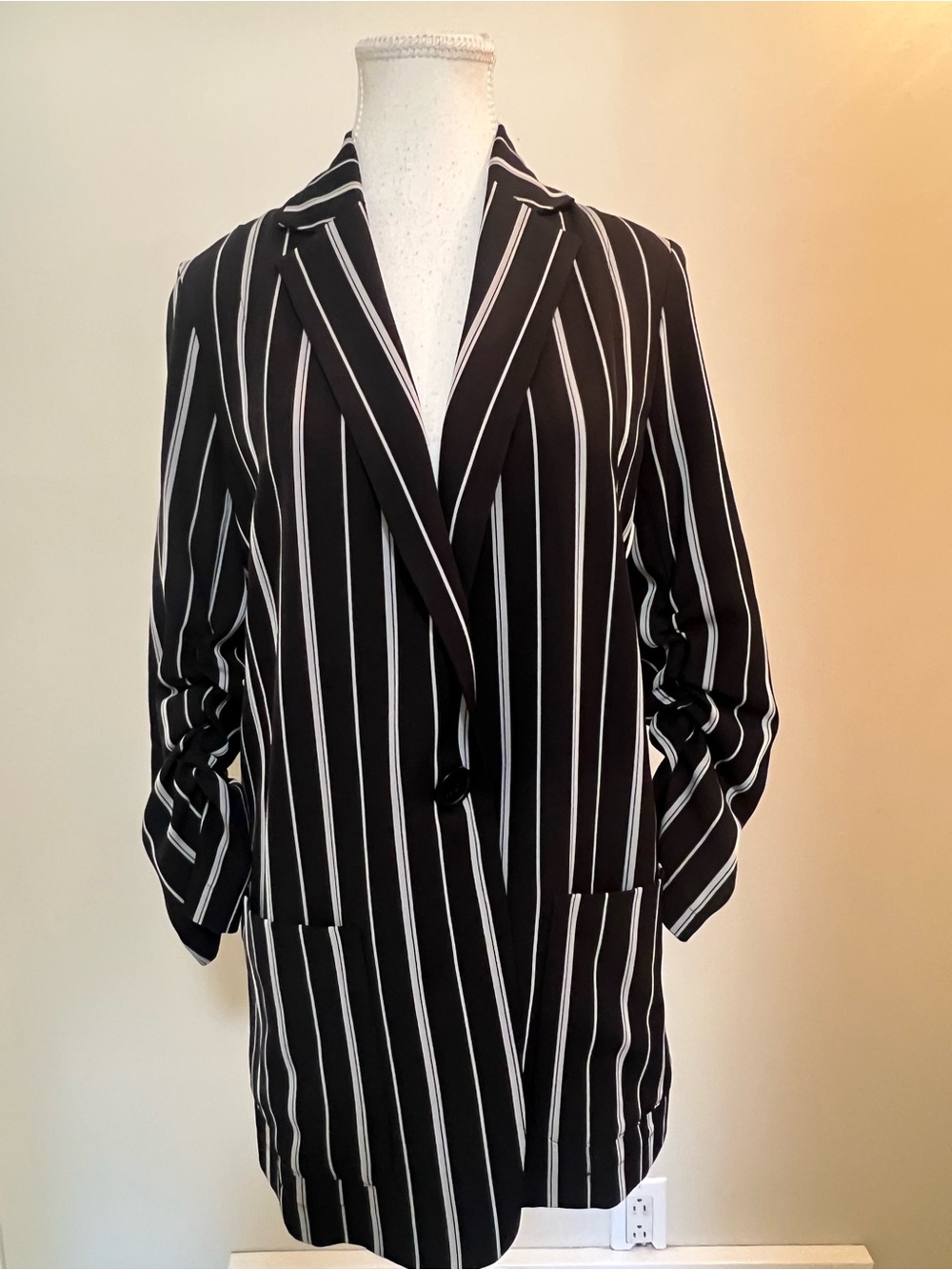 Max Studio Black and White Striped Blazer